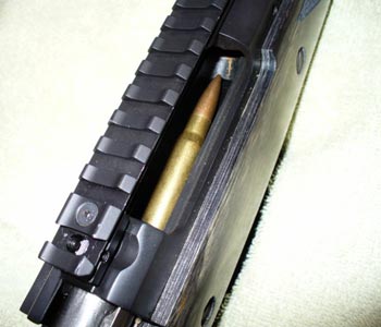 The NEW AI 308 Sled installed in Ruger Scout - Top View